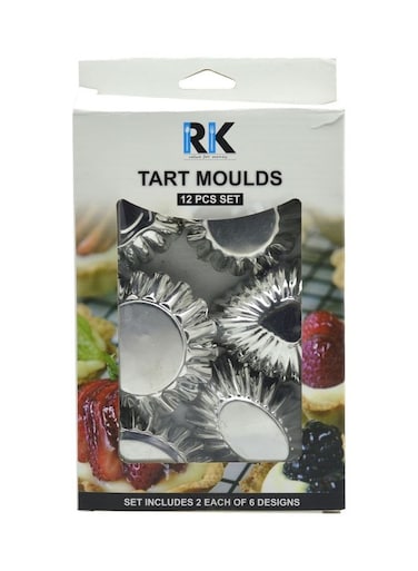 12-Piece Tart Mould Set Silver 14cm