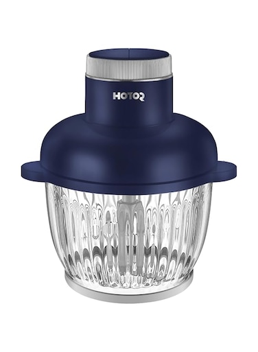 HOTOR 2.5L Meat Grinder Electric, Food Processor, Multi-Functional Electric Chopper 2-Speed with Glass Bowl and 4 Blades for Meat Vegetables Fruits Nuts Home Kitchen Restaurants/Dark Blue