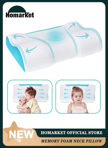 Memory Foam Bed Pillow, Adjustable Ergonomic Cervical Sleeping Neck Pillow, Neck Support Pillow for Shoulder and Neck Pain Relief, Orthopedic Pillow for Side Sleeping with Washable Cover