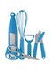 KNP 5 Piece Gadget Set, Blue. A selection of handy kitchen gadgets, ready for any kitchen task. Stainless steel heads for durability and resilience.