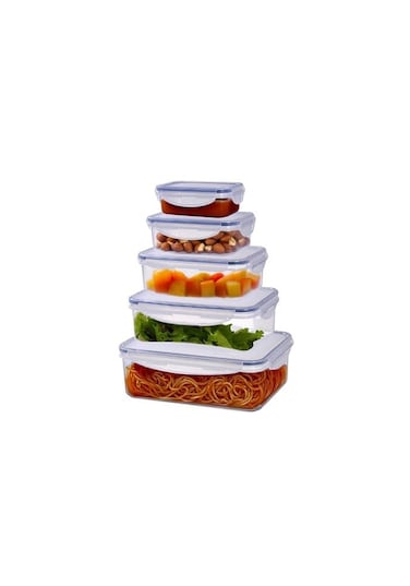 USA Rectangular Food Storage Box Set   5 Sizes: 0.24L, 0.5L, 1.0L, 1.5L, 2.5L   Leak-Proof Lids   Stackable &amp; Space-Saving