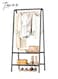 Portable Metal Small Garment Rack, Sturdy Clothing Rack with Double Layer Shelf for Storing Clothes, Shoes, Suitable for Bedroom, Office, Living Room, 24.4 x 13.8 x 62Inches - Coffee