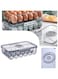 GoodsTJ Egg Container for Refrigerator Plastic Refrigerator Egg Storage Bin, Egg Holder with Time Scale, Stackable Egg Holder for Refrigerator, Egg Tray, Clear (Grey, 24 Eggs)