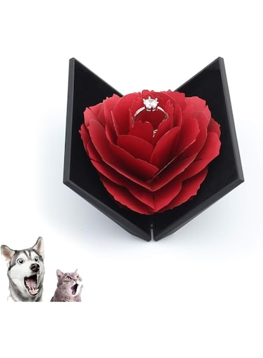 KASTWAVE Ring Box, Creative Jewelry Box, Rose Jewelry Display Storage, Ring Holder Organizer for Proposal, Engagement, Wedding, Birthday Gift