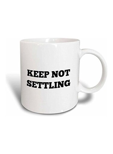 Text Printed Ceramic Coffee Mug Black/White