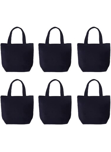 Pertion 6 Pack Small Canvas Tote Bags, 9x8x4inch Reusable Cotton Shopping Bags Bulk DIY Mini Tote Bag Gift Bags