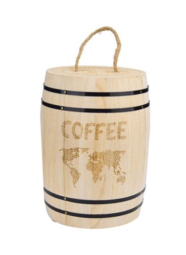 Airtight Wooden Coffee Bean Container Beige 6.9 x 4.5inch
