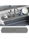 Lomeshow Faucet Mat for Kitchen Sink, 24 Inch Long Kitchen Sink Splash Guard Behind Faucet, Cuttable Kitchen Faucet Mat for Bathroom Sink Faucet, Gray Longer Silicone Faucet Mat, Easy Cleaning