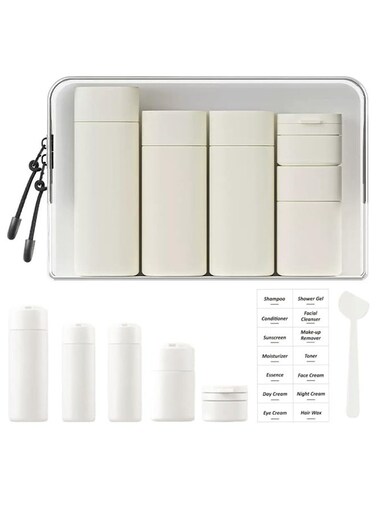 5Pack Travel Bottles Set, Silicone Plastic Travel Containers for Toiletries,Leak Proof Travel Bottles, Leak Travel Bottles for TSA Approved, Refillable Travel Size Bottles, Perfect for Travel and Camping (White)