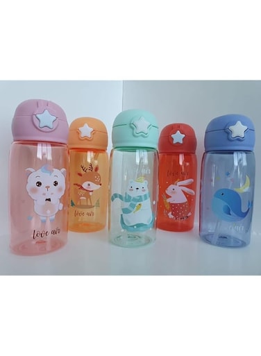 T4T Kid's Plastic Water Bottle with Straw (Red)