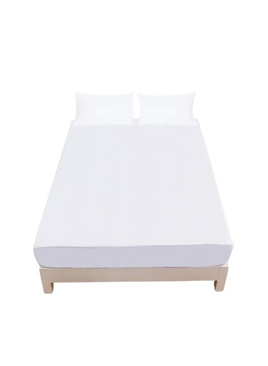 Smart Fitted Bed Sheet Plain Cotton Bed Sheet with 2 Pillow Covers White