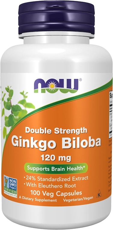 Now Ginkgo Biloba 120 mg,100 Veg Capsules