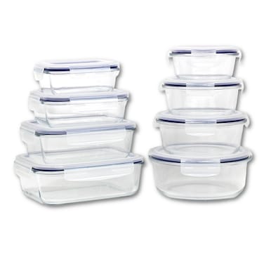Auroware 8 Pack of Glass Containers with Leak Proof Airtight Lid, BPA Free, Dishwasher Microwave Freezer Safe, Food Storage Containers office school Lunch Healthy &amp; Safe