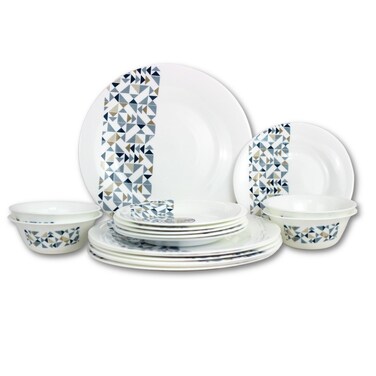 Melrich 12 Pcs Opal ware Dinner Set Dinner Plates. Dessert plate, Bowl BPA Free Durable and Stylish Dishwasher and Microwave oven safe everyday use