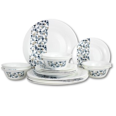 Melrich 18 Pcs Opal ware Dinner Set Dinner plate, Dessert plate, Bowl BPA Free Durable and Stylish for everyday use Dishwasher &amp; MIcrowave safe