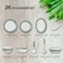 Melrich 26 Pcs Melamine Dinner Set Dinner and Soup plates, salad bowl, serving plate, lid bowl, soup spoon, curry and rice ladle and Bowls Dishwasher and Freezer safe Durable and Strong