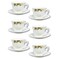 Melrich 6 Pcs Opal ware Coffee Tea Turkish Cup and Saucer Set Service 6 x Coffee Cups with 6 x Saucers for 6 People Home Office, Ceramic Keeps Coffee Warm, Dishwasher-safe