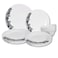 Melrich 12 Pcs Opal ware Dinner set Dinner and Dessert plate, Bowls Dishwasher and Microwave safe BPA Free Scratch and Break resistant