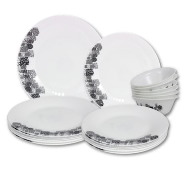 Melrich 18 Pcs Opal ware Dinnerware set Dinner, Salad, Dessert, Bowls, Plates. Dishwasher &amp; Microwave safe, Scratch Resistant use for kitchen resturant