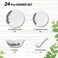 Melrich 24 Pcs Opal ware Dinnerware set Dinner and Dessert Plates Bowl and Soup spoon Dishwasher &amp; Microwave safe, Scratch Resistant use for kitchen restuarant