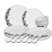 Melrich 24 Pcs Opal ware Dinnerware set Dinner and Dessert Plates Bowl and Soup spoon Dishwasher &amp; Microwave safe, Scratch Resistant use for kitchen restuarant