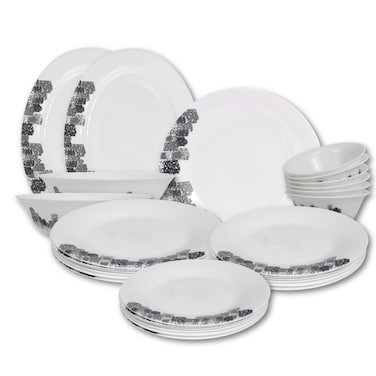 Melrich 36 Pcs Opal ware Dinner set Dishwasher safe Microwave safe Freezer safe 8 Dinner set 8 Dessert plate 8 Soup plate 8 Bowl 2 Large Bowl 2 Serving Plate BPA free