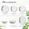 Melrich 34 Pcs Opal ware Dinner set Dishwasher safe Microwave safe Freezer safe 8 Dinner set 8 Dessert plate 8 Soup plate 8 Bowl 1 Large Bowl 1 Serving Plate BPA free