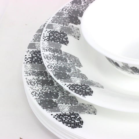 Melrich 46 Pcs Opal ware Dinner set Dishwasher safe Microwave safe Freezer safe 8 Dinner set 8 Dessert plate 8 Soup plate 8 Bowl 1 Large Bowl 1 Serving Plate 6+6 Cup &amp; Saucer BPA free