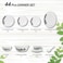 Melrich 44 Pcs Opal ware Dinner set Dishwasher safe Microwave safe Freezer safe 6 Dinner set 6 Dessert plate 6 Soup plate 6 Bowl 1 Large Bowl 1 Serving Plate 6+6 Cup &amp; saucer 6 Soup spoon BPA free