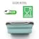 Auroware Silicone School Lunch Box Container Set 4 Piece Food Storage with Lid, Spoon Collapsible Saving Space Lightweight Dishwasher Safe Mint Green