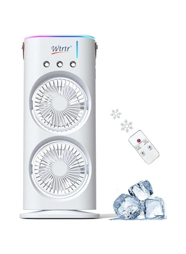 Wtrtr Portable AIR Conditioner,USB Rechargeable with Remote control,280ml Water Tank with 7 Colors Light,Air Cooler,table fan with Mist Humidifier,Desk Fan,WTR-88