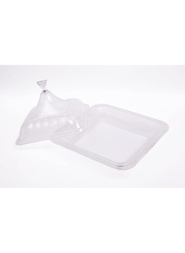 Taliona Square Clear Tray With Cover 42.5 X 32.5 X 18.3cm, Clear, TL0113539