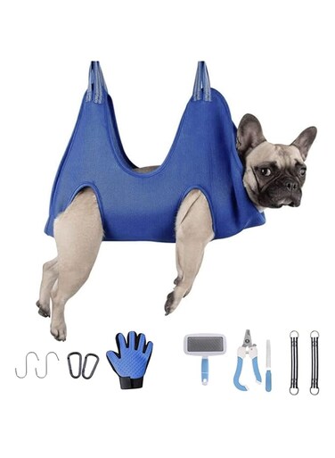 Aputue Dog Grooming Hammock, 11 Set Pet Grooming Hammock Harness with Nail Clippers Trimmer, Pet Set Grooming Sling, Cat Dog Grooming Sling for Nail Trimming, Clipping