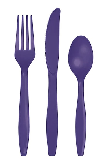 Touch Of Color Purple Cutlery Asst 24ct