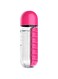 Dubai Gallery Free Convenient Water Bottle With Daily Pill Box Clear/Pink