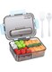 Tazweeq Lunch Box for Adults Kids,3 Compartment Lunch Containers for Adults,Food Grade Plastic Bento Lunch Box with with Spoon &amp; Fork,BPA Free,Leak-proof,Dishwasher Safe,Microwave Safe(Blue)