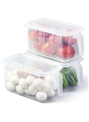 JANNAH Plastic Storage Containers Square Food Storage Organizer Stackable Refrigerator Organizer With Handle (3)