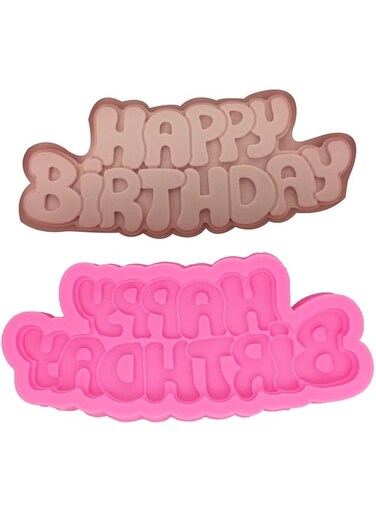 Angel Wings Happy Birthday' Letter Mold 100% Food-grade Silicone Molds Non-stick DIY Cake Decoration Chocolate Candy Gum Fondant Pudding Cupcake Baking Mold for Home Cooking Tools, Polymer Clay Mould