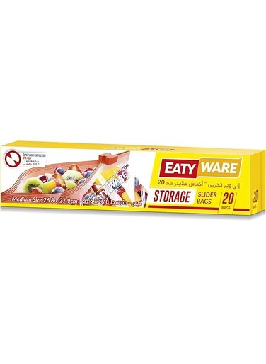 Medium Slider Storage Bag 20-Pieces, 26.8 cm x 27.9 cm Size