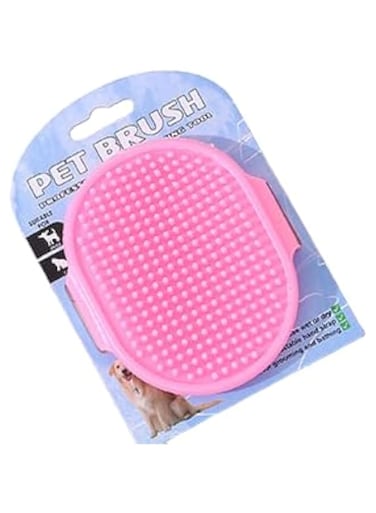 Groom Silicone Pet Bath Brush - Stress-Free Comfortable Hair Washing and Grooming for Cats and Dogs - Pink