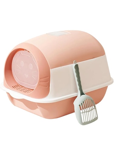Tazweeq Hooded Cat Pan, Enclosed and Covered Cat Toilet, Kitty Litter Pan with Door, Pet Bedpan Kitty Litter Tray for Indoor Cats, Large Enclosed Cat Litter Box, Large Deodorising