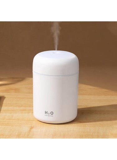 Okeiie Portable Mini Humidifier, aroma diffuser with colorful ambient light, USB Powered, with water shortage protection and power outage protection, for Bedroom Office &amp; Car Humidifier (White)