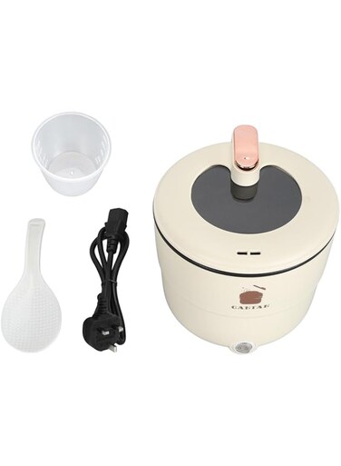 Electric Rice Cooker, 1.8L Small Rice Cooker Double Layers Anti Scald, Food Grade Non Stick Coating, Multicooker for Noodles Soup Simmering Stewing Steaming Single Double Meals