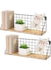 MuHadJiya Wall Mounted Floating Shelves Metal Wire Wall Shelf Wood Storage Shelves Display Unit for Living Room Bedroom Bathroom Office Kitchen (Black)(2 Pack)