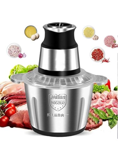 Neelabil 2L lectric Meat Grinder Multi Function Stainless Steel Food Processor for Meat Vegetables Fruits Nuts 2-Speed Control Food Chopper for Home Kitchen Restaurants