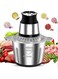 Neelabil 2L lectric Meat Grinder Multi Function Stainless Steel Food Processor for Meat Vegetables Fruits Nuts 2-Speed Control Food Chopper for Home Kitchen Restaurants