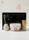 4-piece Japanese Matcha Set, Ceramic Matcha Bowl with pouring spout+Whisk Holder+Bamboo Whisk+Spoon,for Traditional Tea Ceremony-Coarse Ceramic Perfect Handmade Matcha Kit to Prepare Traditional Matcha Tea, 100% Natural Matcha Gift Kit (Pink Sakura)