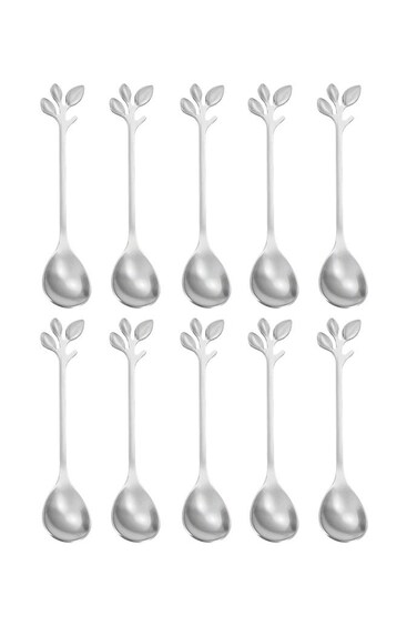 Pcs Dessert Spoons, Elegant Silver Creative Leaf Mini Stainless Steel for Stirring Mixing Sugar, Ice Cream, Cake Coffee Tea