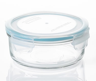 MCCB-040 Glass Container 405ml Round Food Storage Container with Clip On Lid
