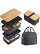 Lomeshow Japanese Bamboo Bento Box with Compartments and Utensils Stackable Lunch Box Includes Lunch Bag for Meal Prep，Leak-Proof Lunchbox for Dining Out, Work, Picnic (Black)